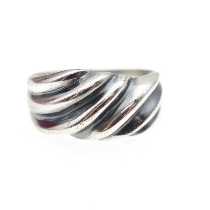 Boma 925 Sterling Silver Vintage Modernist Ribbed Oxidized Ring Size 7
