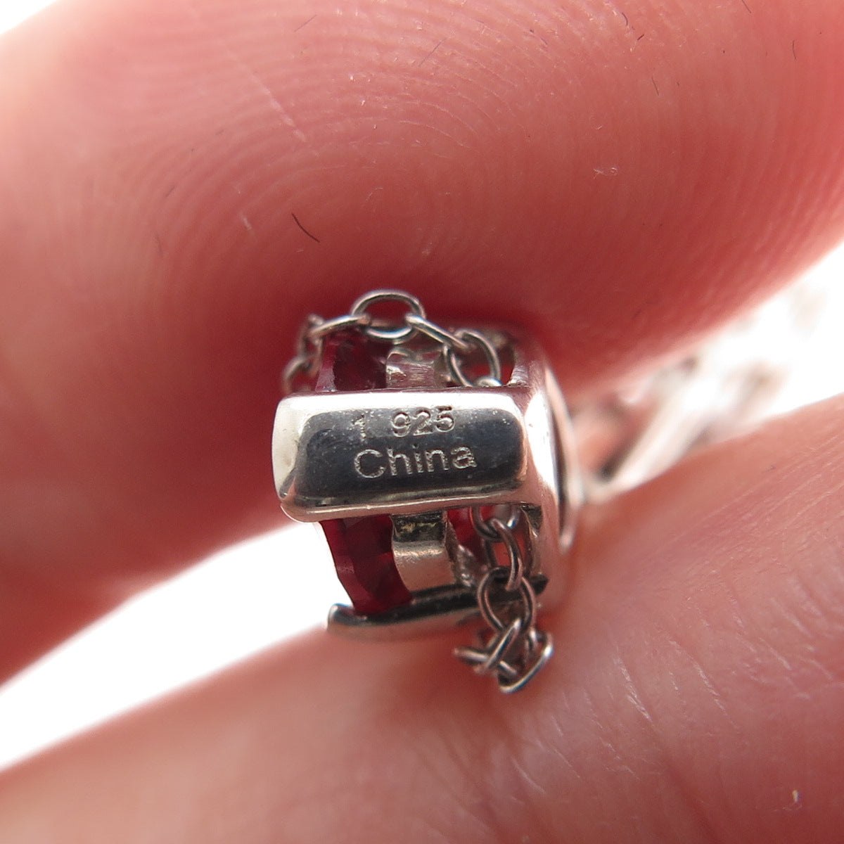 925 Sterling Silver Lab-Created Fire Sapphire & Real White Topaz Necklace 22"