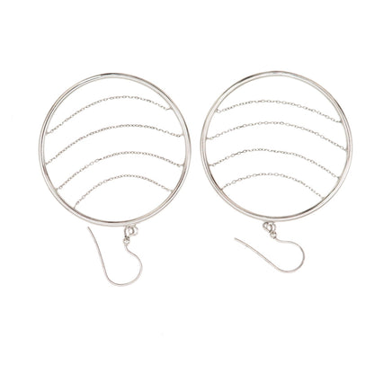 Milor 925 Sterling Silver Italy Chain Circle Dangle Earrings