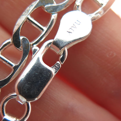 P. LUX 925 Sterling Silver Vintage Italy Anchor Mariner Chain Necklace 24"