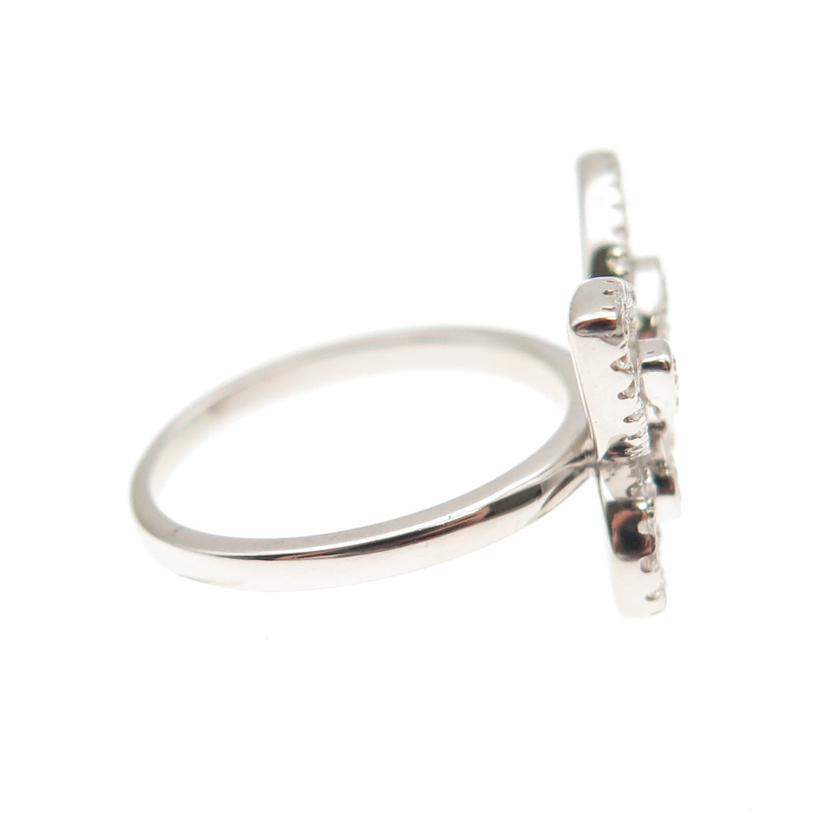 DSMK 925 Sterling Silver Round-Cut C Z Butterfly Ring Size 6