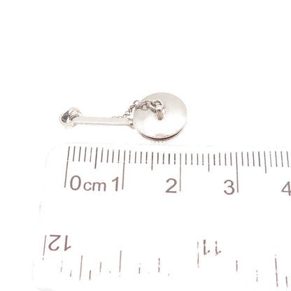 925 Sterling Silver Antique Art Deco Frying Pan Mini Pill Box Charm Pendant