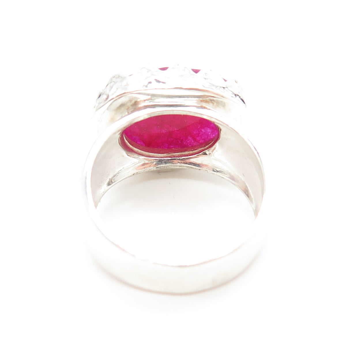 925 Sterling Silver Real Cherry Quartz Crown Ring Size 6.25