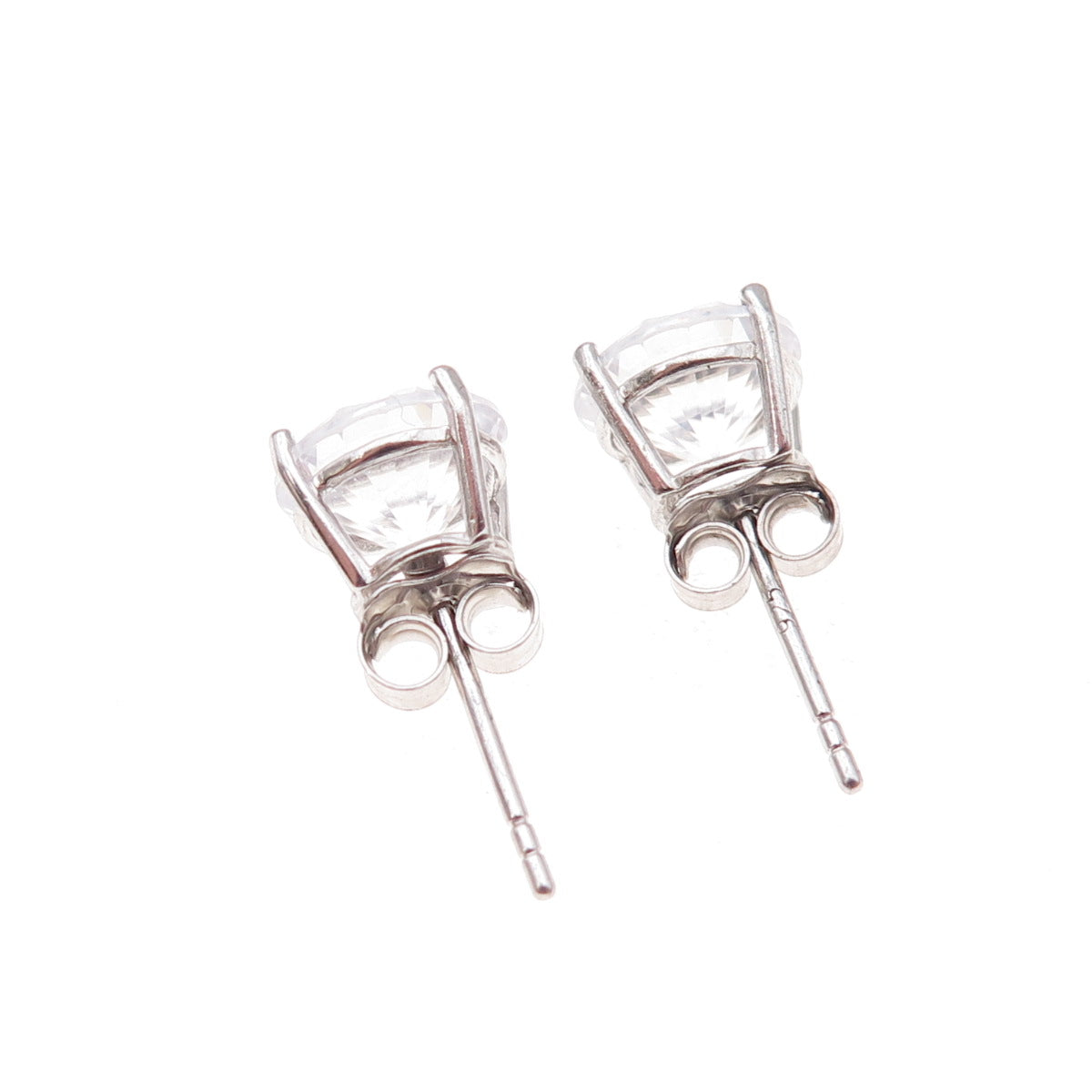 925 Sterling Silver Round-Cut C Z Stud Earrings