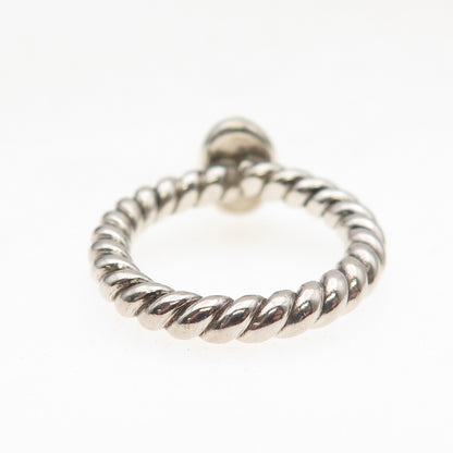 925 Sterling Silver Vintage Real Agate Twisted Oxidized Ring Size 4.75