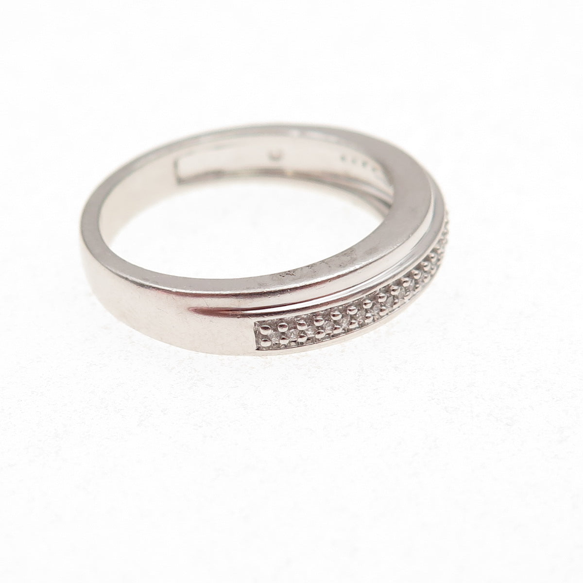 925 Sterling Silver Round-Cut C Z Half Eternity Ring Size 6.75