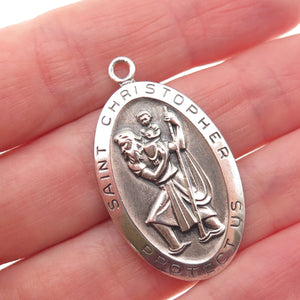 ELCO 925 Sterling Silver Vintage St. Christopher Medal Charm Pendant