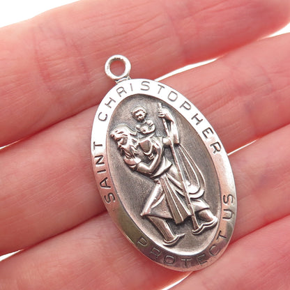 ELCO 925 Sterling Silver Vintage St. Christopher Medal Charm Pendant