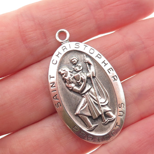 ELCO 925 Sterling Silver Vintage St. Christopher Medal Charm Pendant