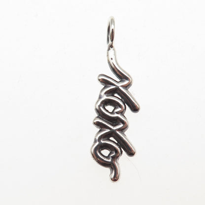 925 Sterling Silver Vintage XOXO Hugs & Kisses Oxidized Charm Pendant