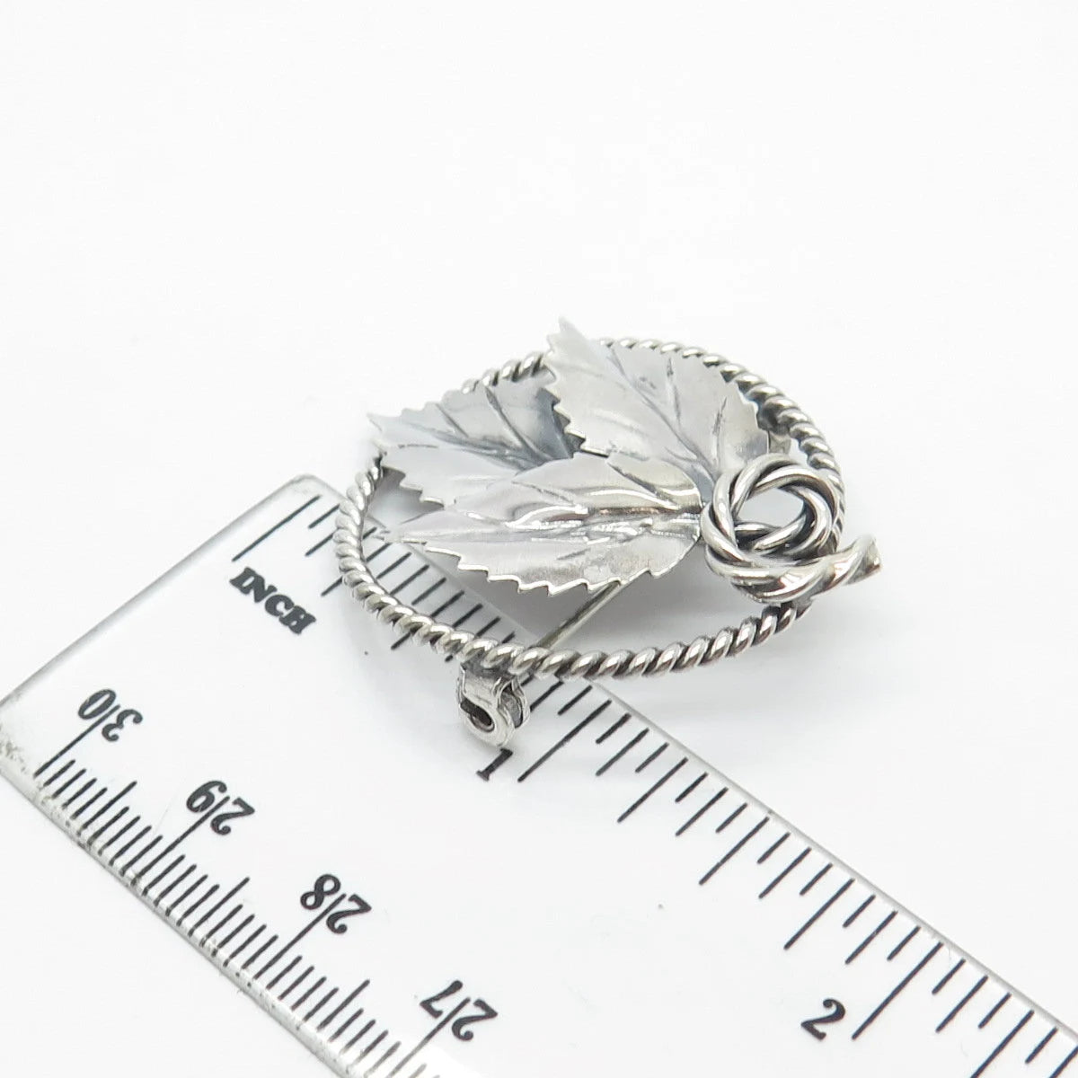 925 Sterling Silver Vintage Leaf Pin Brooch