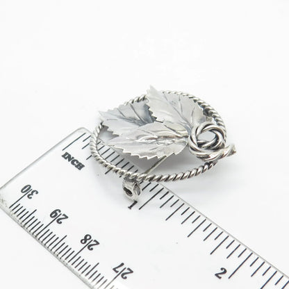 925 Sterling Silver Vintage Leaf Pin Brooch