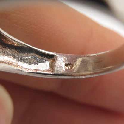 925 Sterling Silver Vintage Ribbed Heart Ring Size 7