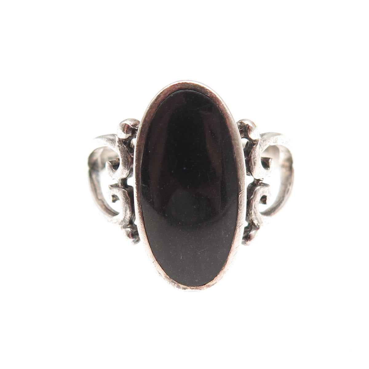 Collins Fine Jewelry 925 Sterling Vintage Real Black Onyx Heart Ring Size 7