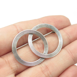 925 Sterling Silver Antique Art Deco Beau Interlocked Circles Pin Brooch