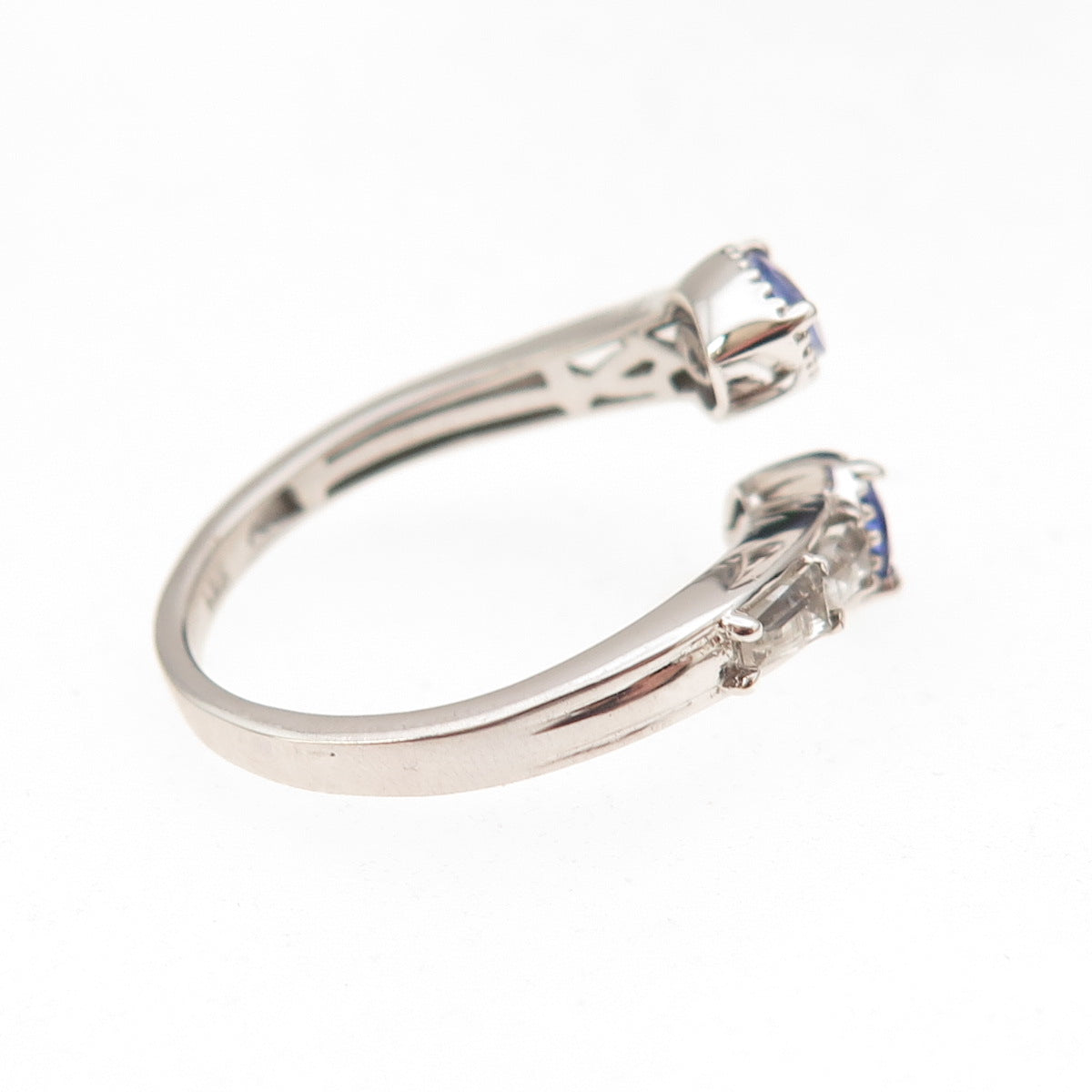 Chuck Clemency 925 Sterling Real Tanzanite White Topaz Adjustable Ring Size 8.75