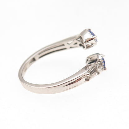 Chuck Clemency 925 Sterling Real Tanzanite White Topaz Adjustable Ring Size 8.75