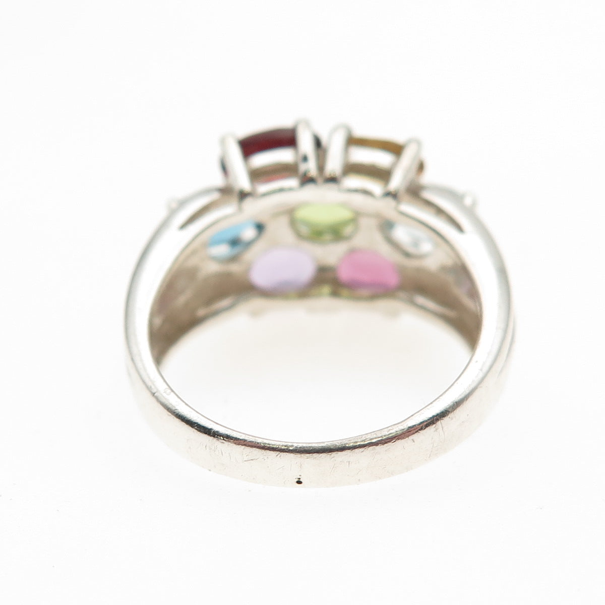 925 Silver Vintage Topaz Amethyst Tourmaline Garnet Citrine Peridot Ring Size 6