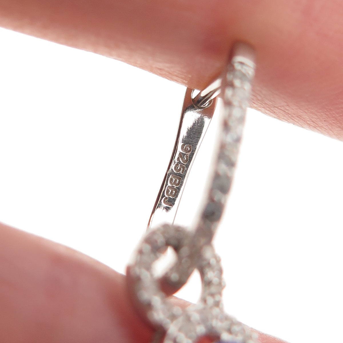 925 Sterling Silver Real Tanzanite & White Topaz Dangle Charm Hoop Earrings
