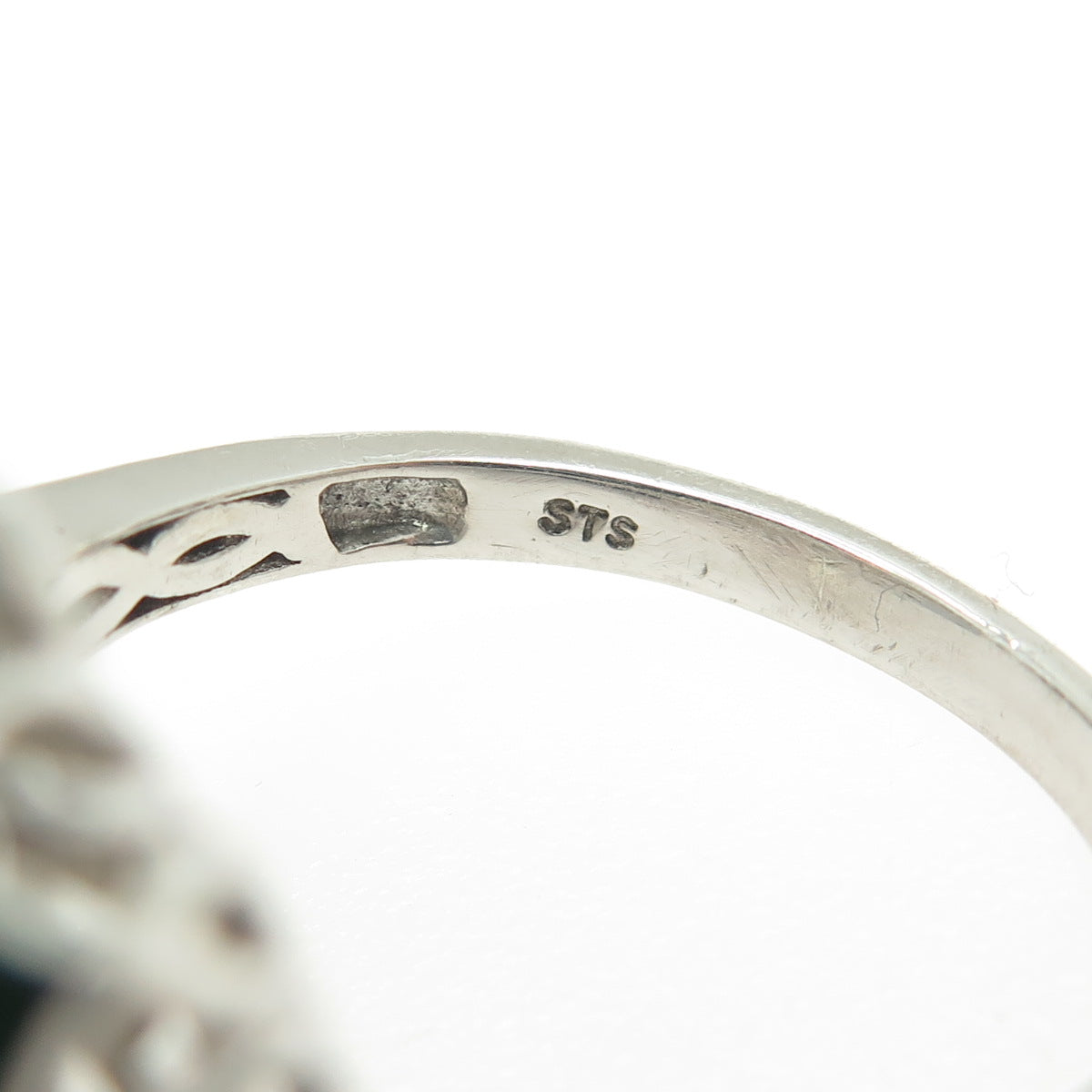 CHUCK CLEMENCY 925 Sterling Silver Real Rutilated Quartz Enamel Ring Size 11.25