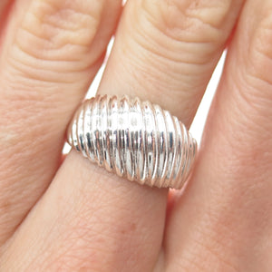 CHAPAL ZENRAY 925 Sterling Silver Vintage Ribbed Dome Oxidized Ring Size 7.25