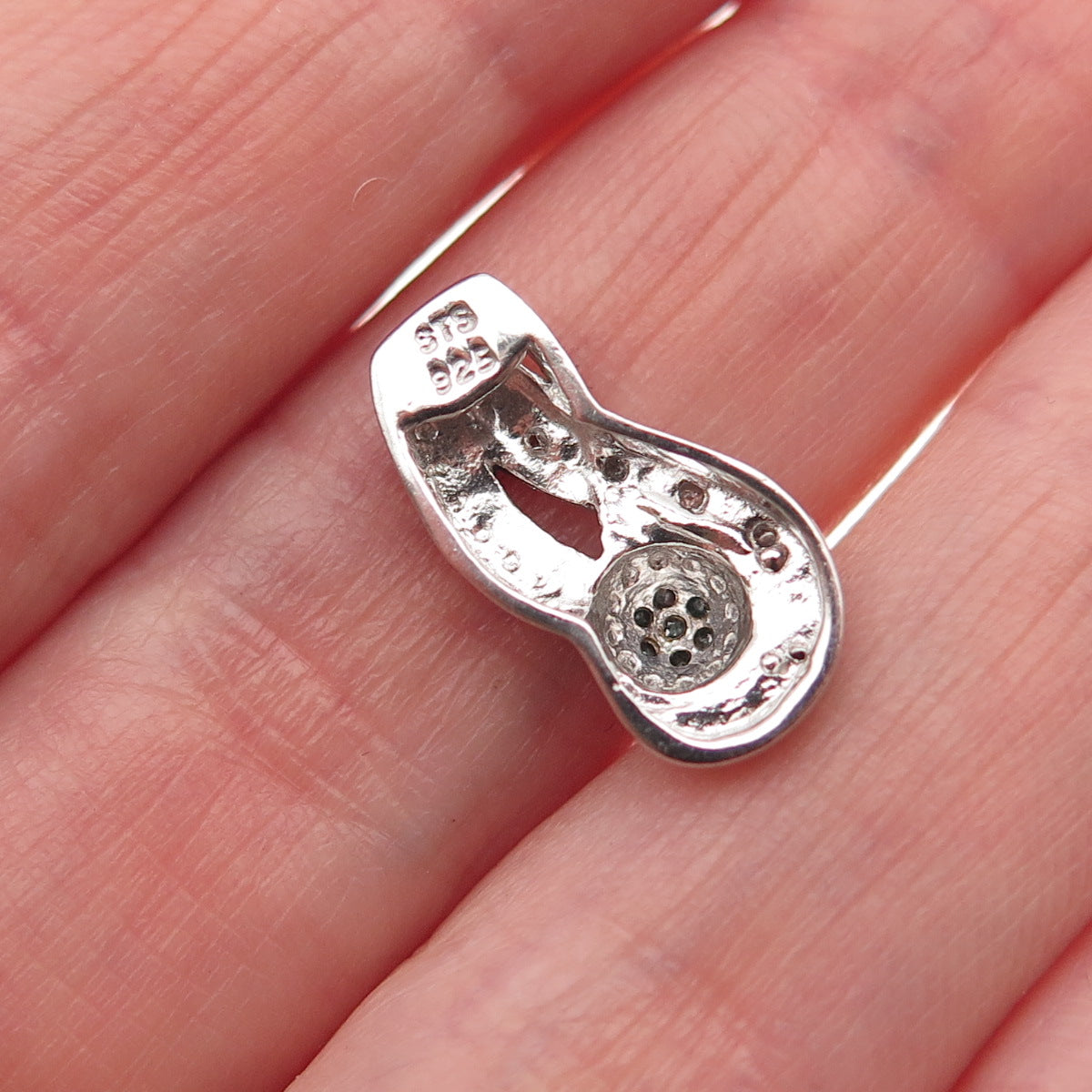 Chuck Clemency 925 Sterling Silver Real Blue & White Diamond Mini Slide Pendant