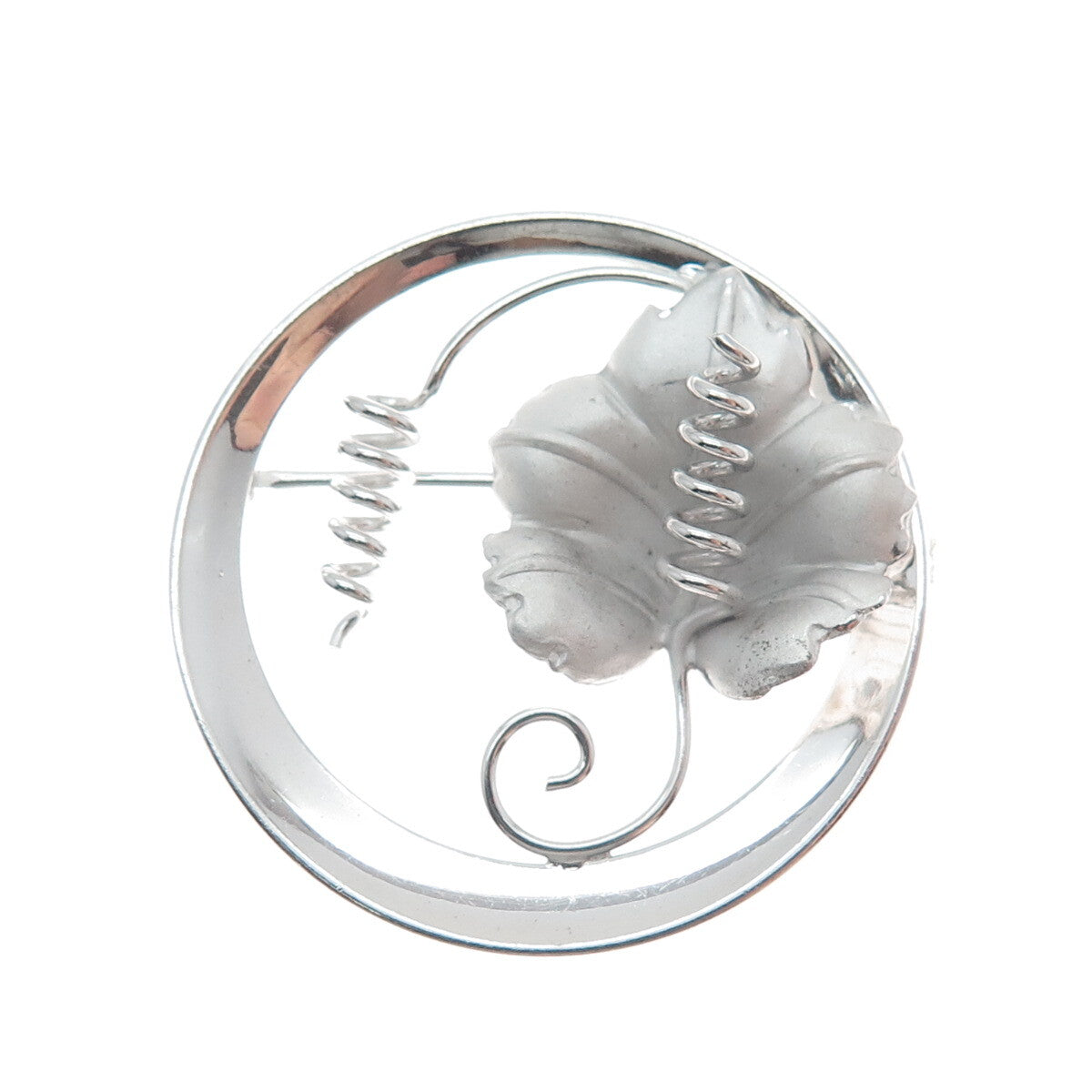 CURTIS CURTMAN 925 Sterling Silver Vintage Modernist Floral Pin Brooch