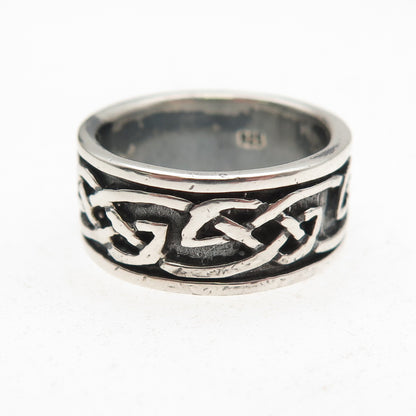 925 Sterling Silver Vintage Celtic Knot Oxidized Band Ring Size 7