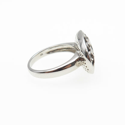 925 Sterling Silver Round-Cut Black C Z Swirl Ring Size 7.5