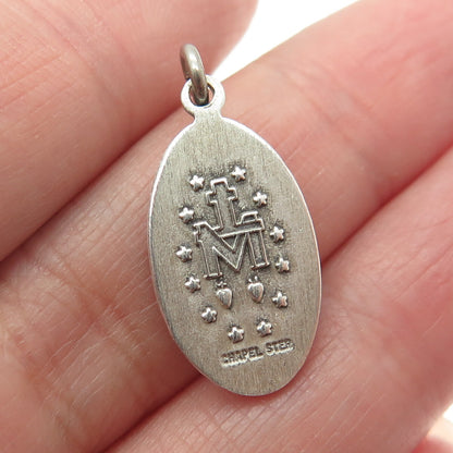 CHAPEL 925 Sterling Silver Antique Art Deco Saint Mary Minimalist Charm Pendant