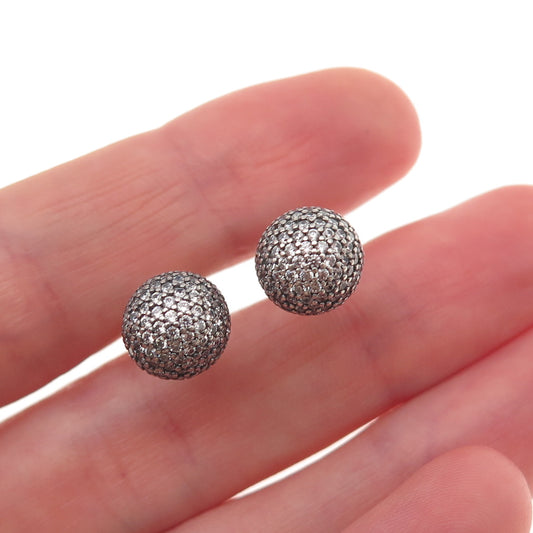 Pandora 925 Sterling Silver Real Ruby & C Z Ball Stud Earrings