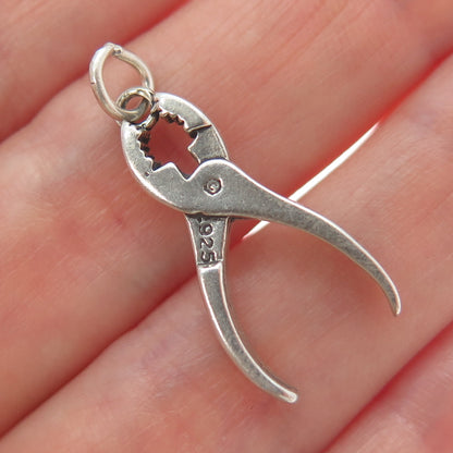 925 Sterling Silver Vintage Pliers Charm Pendant