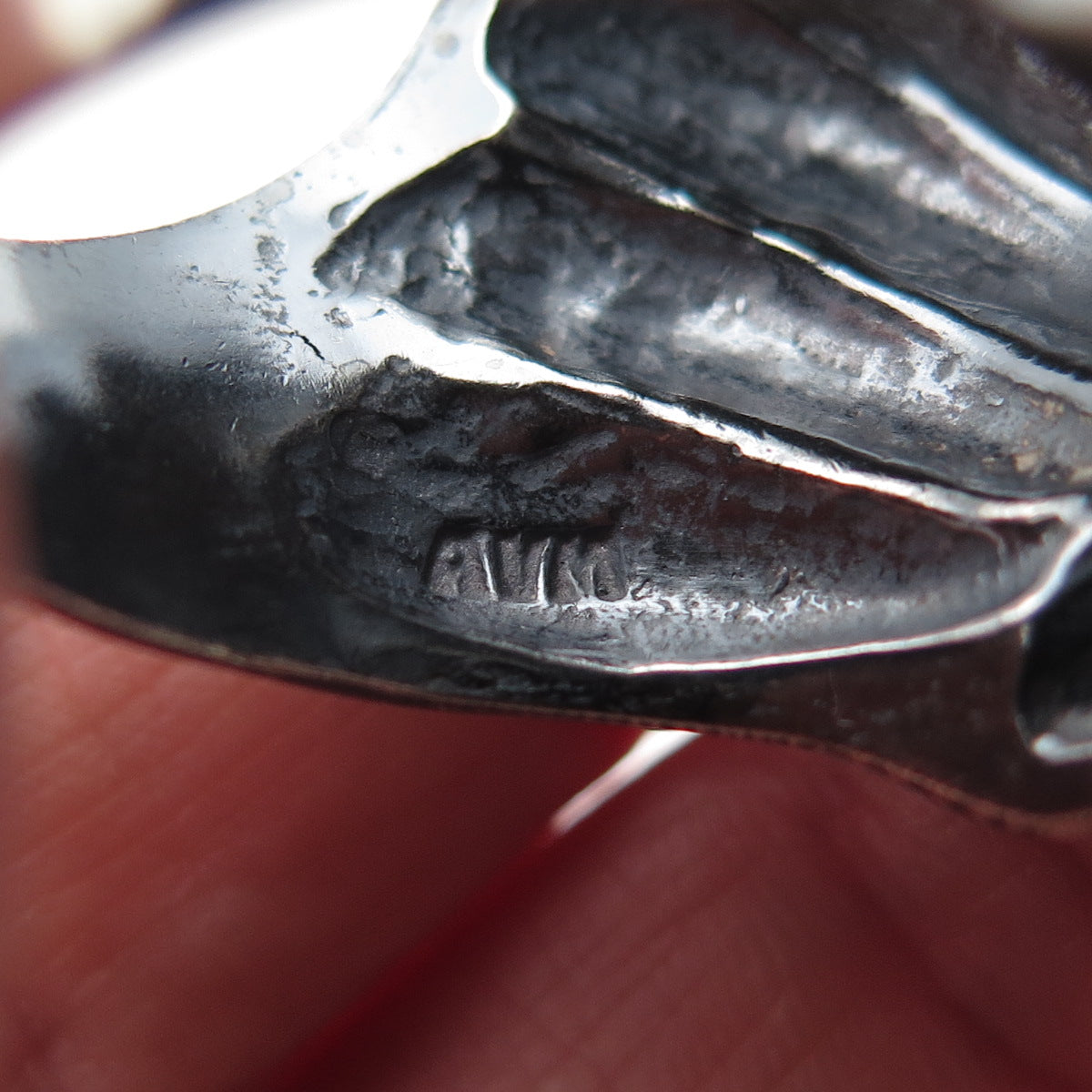 925 Sterling Silver Vintage Mexico Modernist Oxidized Statement Ring Size 10.25