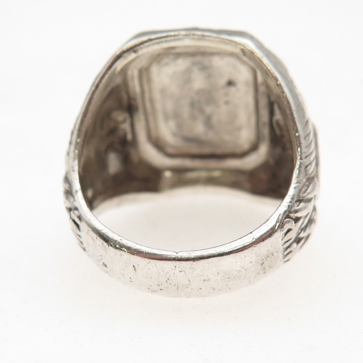 925 Sterling Silver 2-Tone Antique WWII US Navy Eagle Oxidized Ring Size 8.75