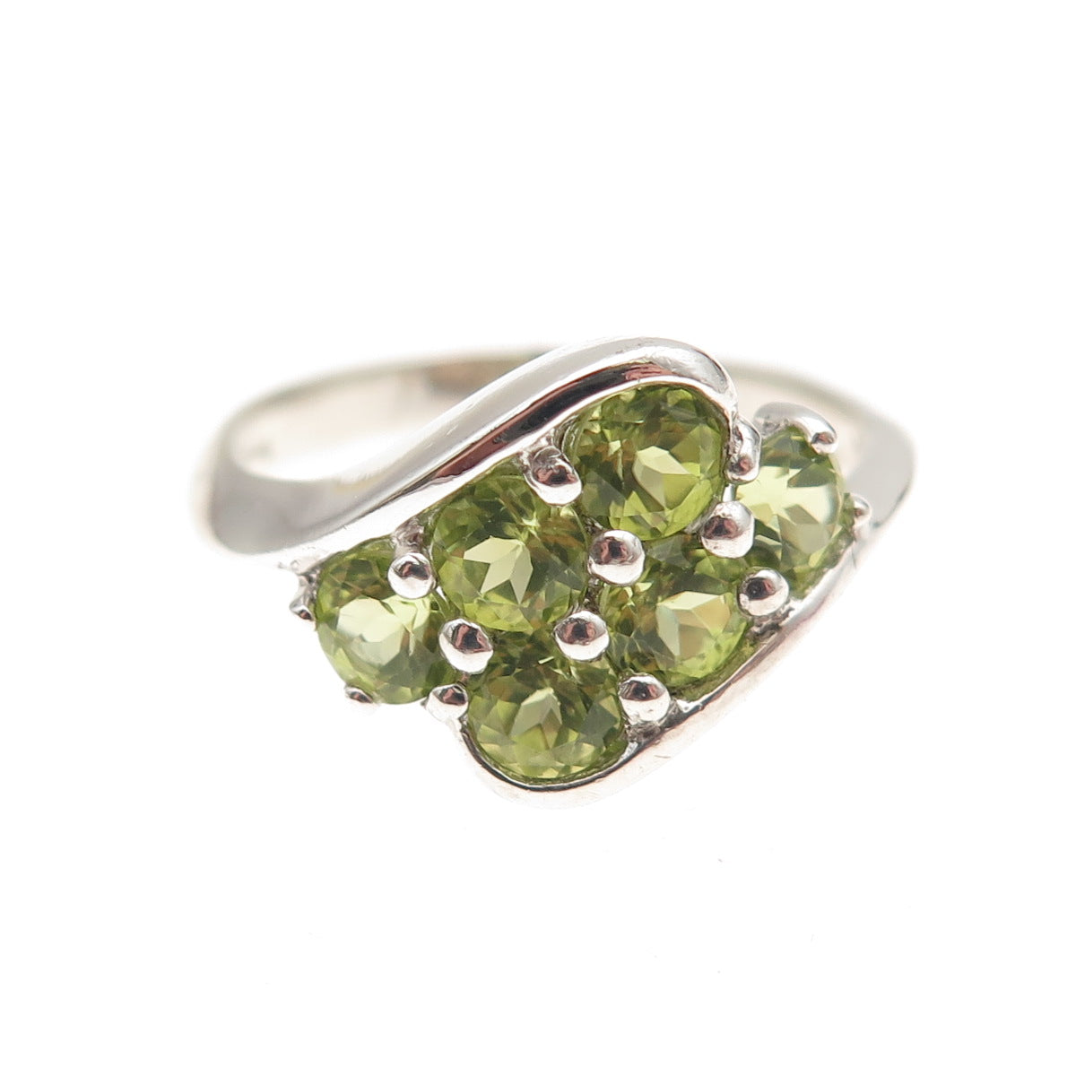 CNA Pranda 925 Sterling Silver Vintage Real Round-Cut Peridot Ring Size 9