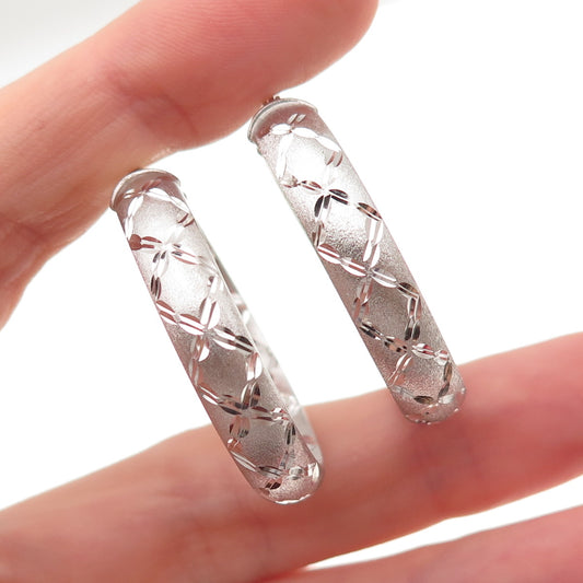Annika Witt 925 Sterling Silver Diamond-Pattern In & Out Hoop Earrings