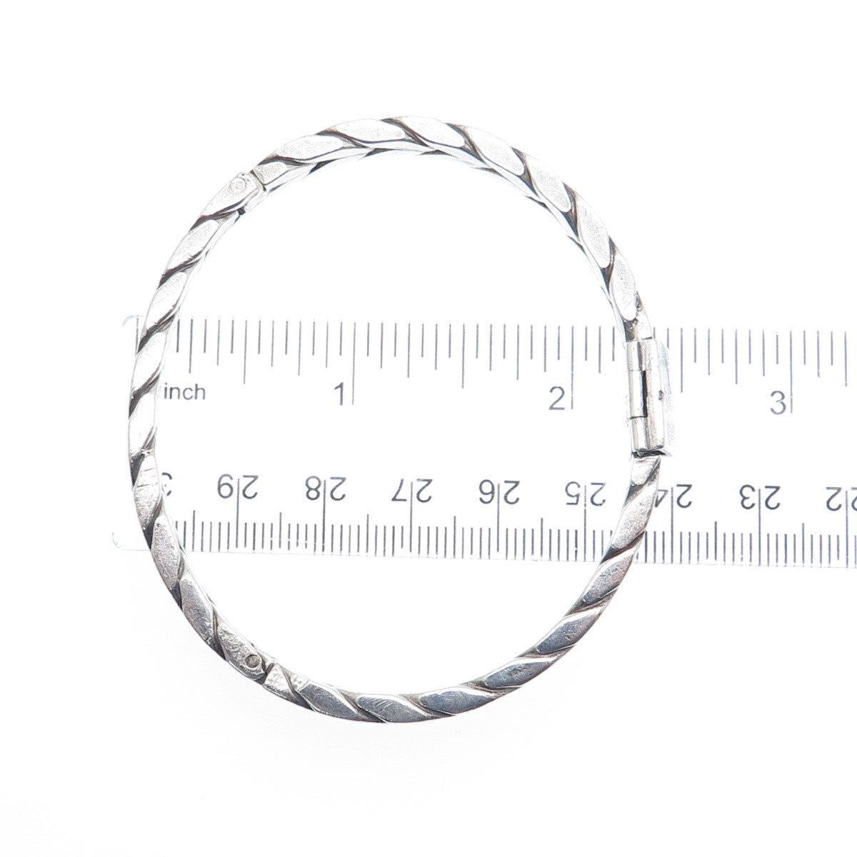 925 Sterling Silver Vintage Wheat Link Oxidized Bangle Bracelet 7.25"