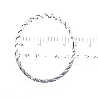 925 Sterling Silver Vintage Wheat Link Oxidized Bangle Bracelet 7.25"