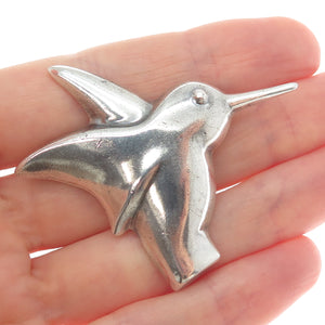 ZINA 925 Sterling Silver Vintage Modernist Hummingbird Oxidized Pin Brooch