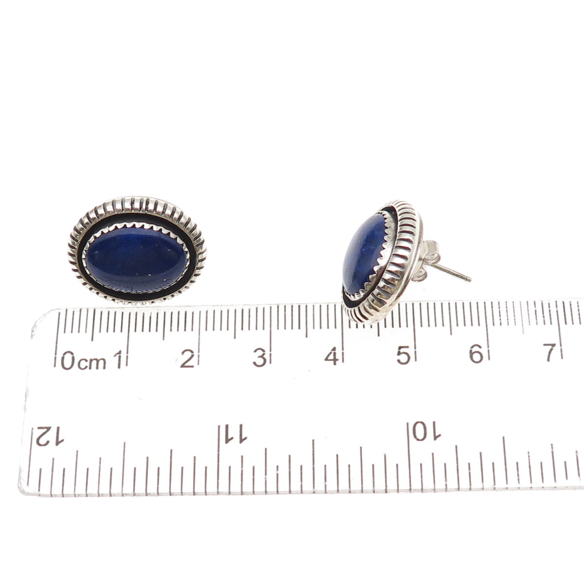 Old Pawn 925 Sterling Silver Vintage Southwestern Lapis Tribal Earrings