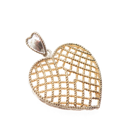 925 Sterling Silver 2-Tone Vintage Heart Charm Pendant