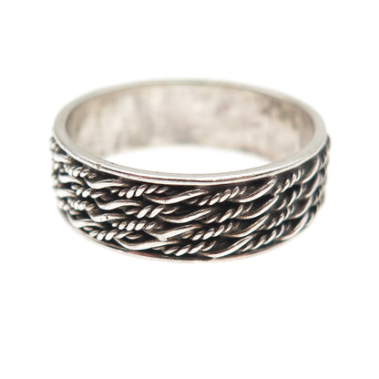 925 Sterling Silver Vintage Twisted Wire Oxidized Band Ring Size 9