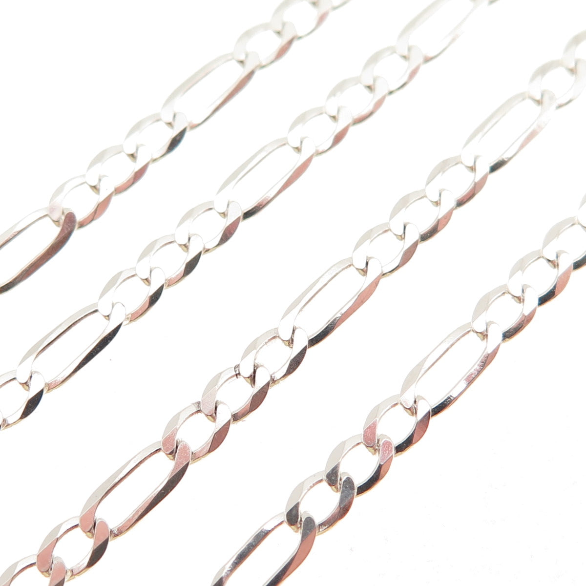 925 Sterling Silver Italy Figaro Chain Necklace 24"