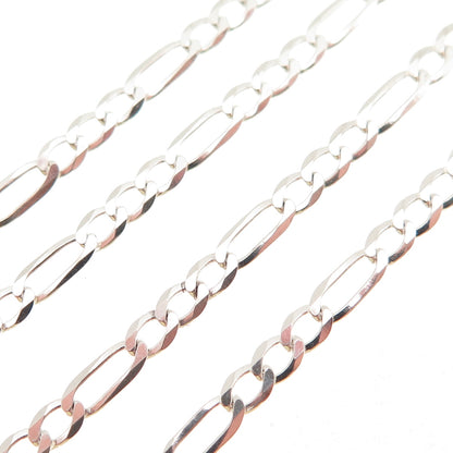 925 Sterling Silver Italy Figaro Chain Necklace 24"