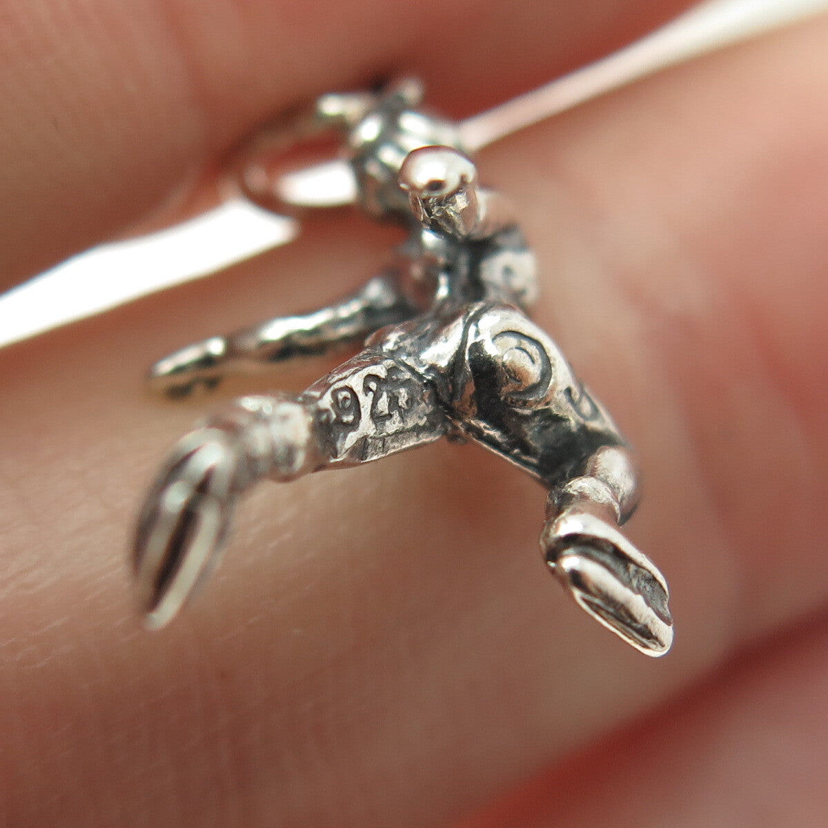 SHUBE 925 Sterling Silver Vintage Figure Skater Oxidized Minimalist Pendant
