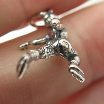 SHUBE 925 Sterling Silver Vintage Figure Skater Oxidized Minimalist Pendant