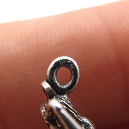 925 Sterling Silver Vintage Flamenco Dancer Oxidized 3D Charm Pendant