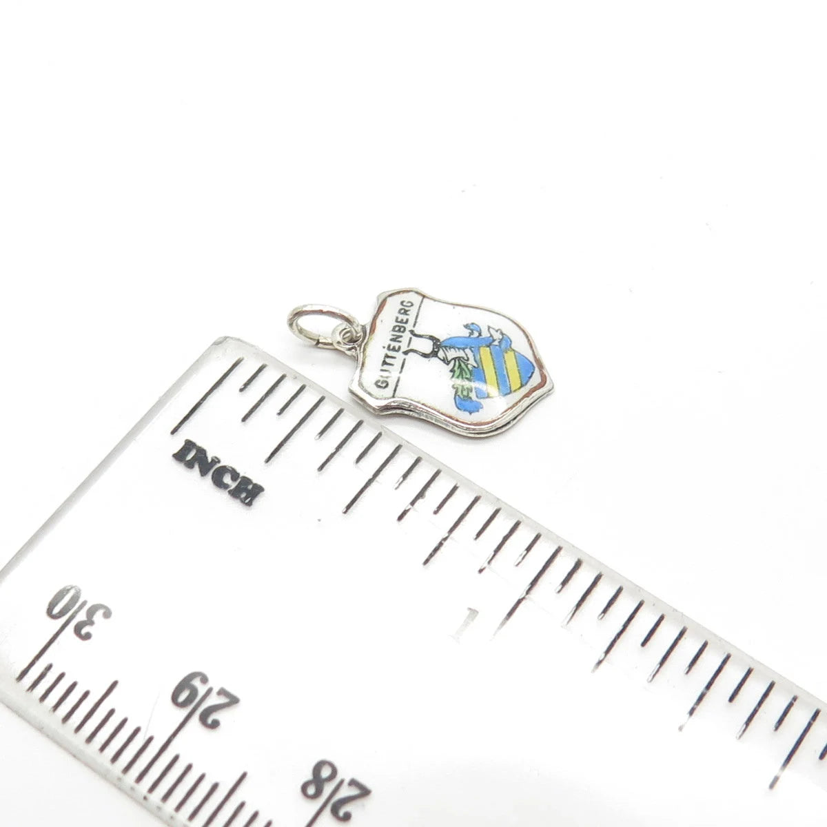 800 Silver Vintage EHJ Germany Enamel Guttenberg Coat of Arms Charm Pendant