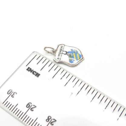 800 Silver Vintage EHJ Germany Enamel Guttenberg Coat of Arms Charm Pendant