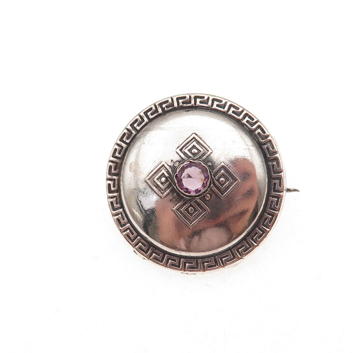 Bernhard Hertz 830S Silver Vintage Denmark Real Amethyst Oxidized Pin Brooch